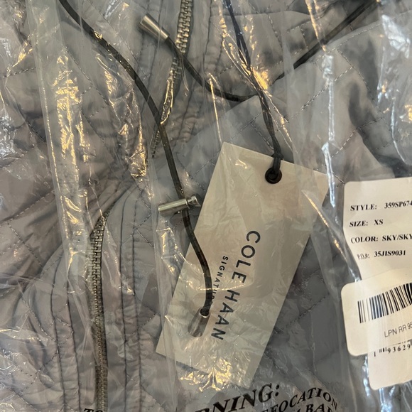 XS NEW Cole Haan Signature Sky Blue Gray Womens Jacket Quilted Winter Fall Misse - Picture 4 of 6